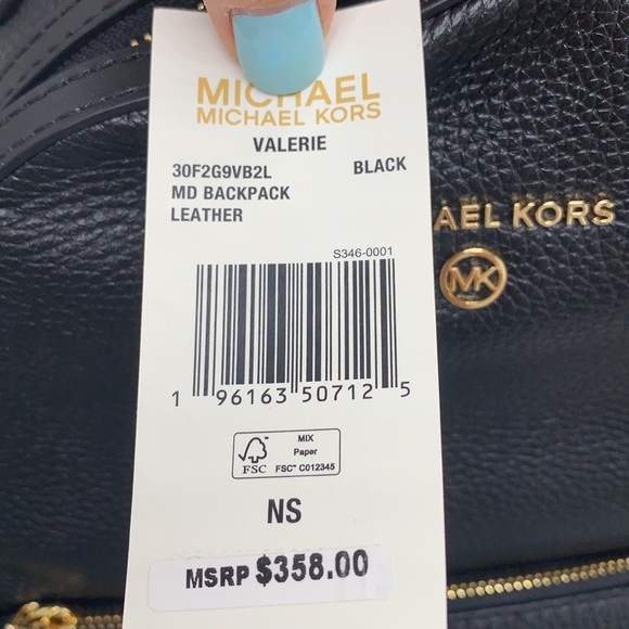 MICHAEL KORS VALERIE MEDIUM PEBBLED LEATHER BACKPACK BLACK COLOR - Picture 15 of 15